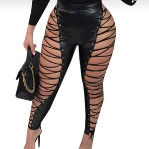 SALE🔥👖❤ Faux leather lace up pants